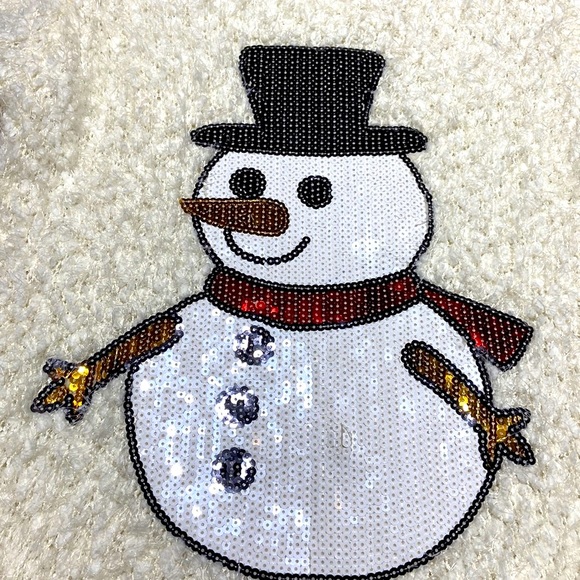 Holiday Snowman Sweater-Christmas-Winter. Sequin on the front. Large. Classy. - Picture 2 of 9